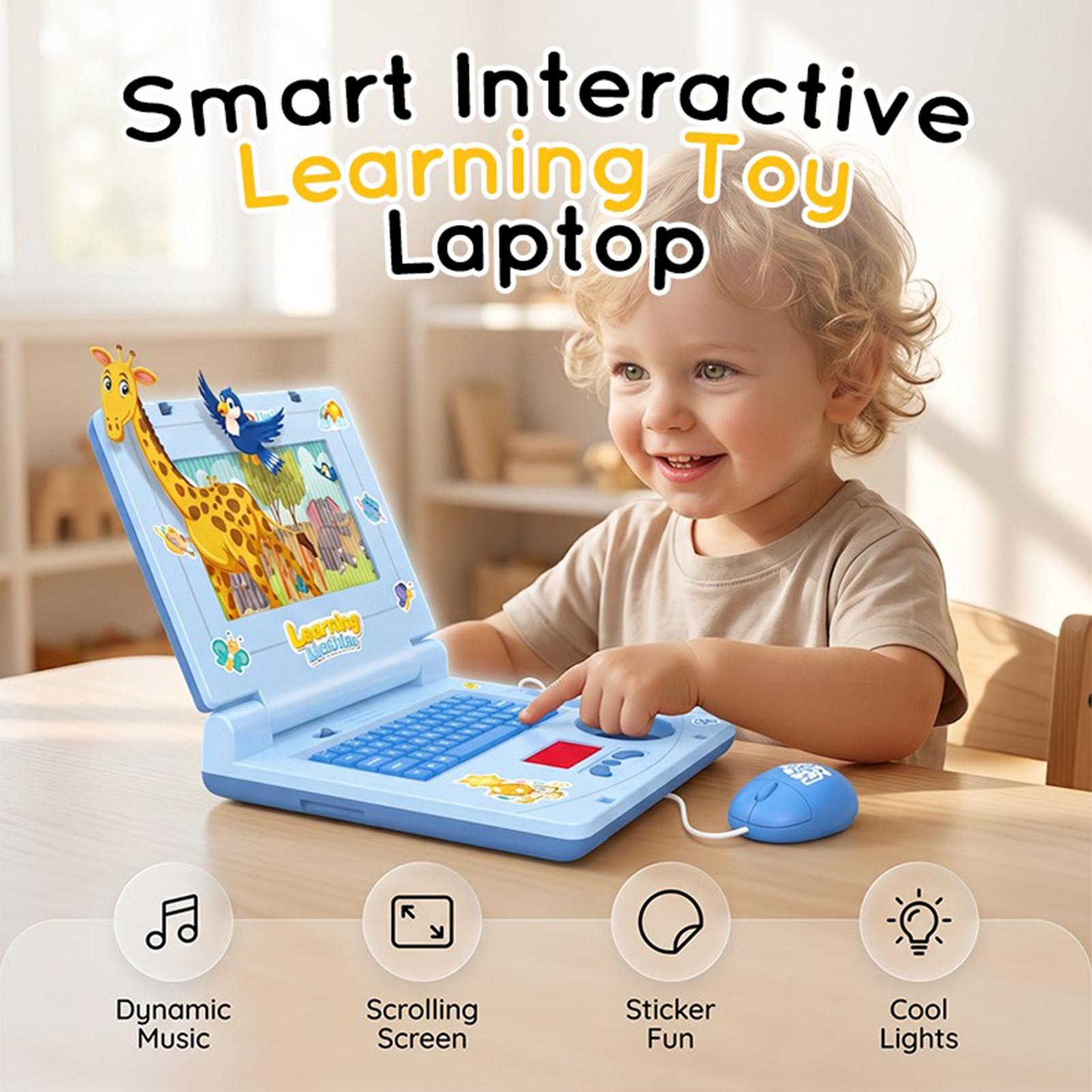 Kids Educational Computer - 子供用ノートパソコンおもちゃ、インタラクティブなごっこ遊び、音楽とライト付きスクリーン、幼児向け教育学習コンピューター、誕生日プレゼント