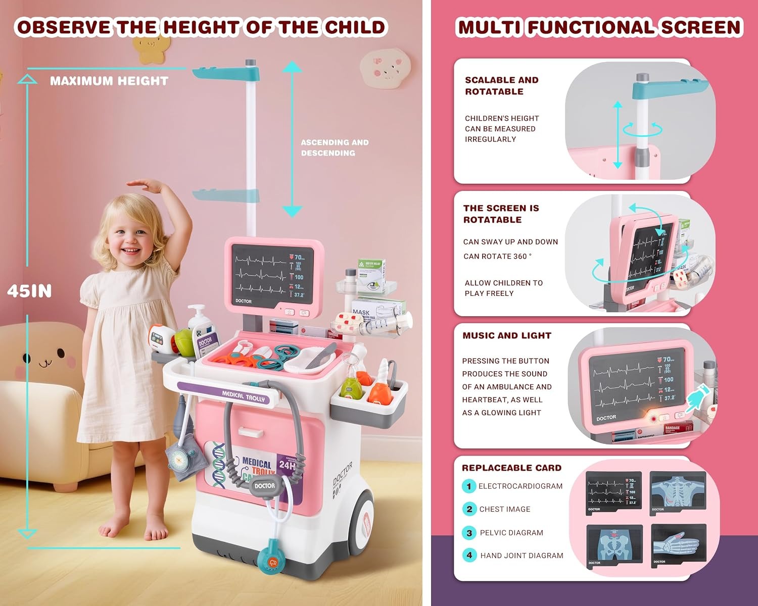 デラックスキッズドクタープレイセットごっこ遊び医療カートトロ - Kids Doctor Education のレビューと価格