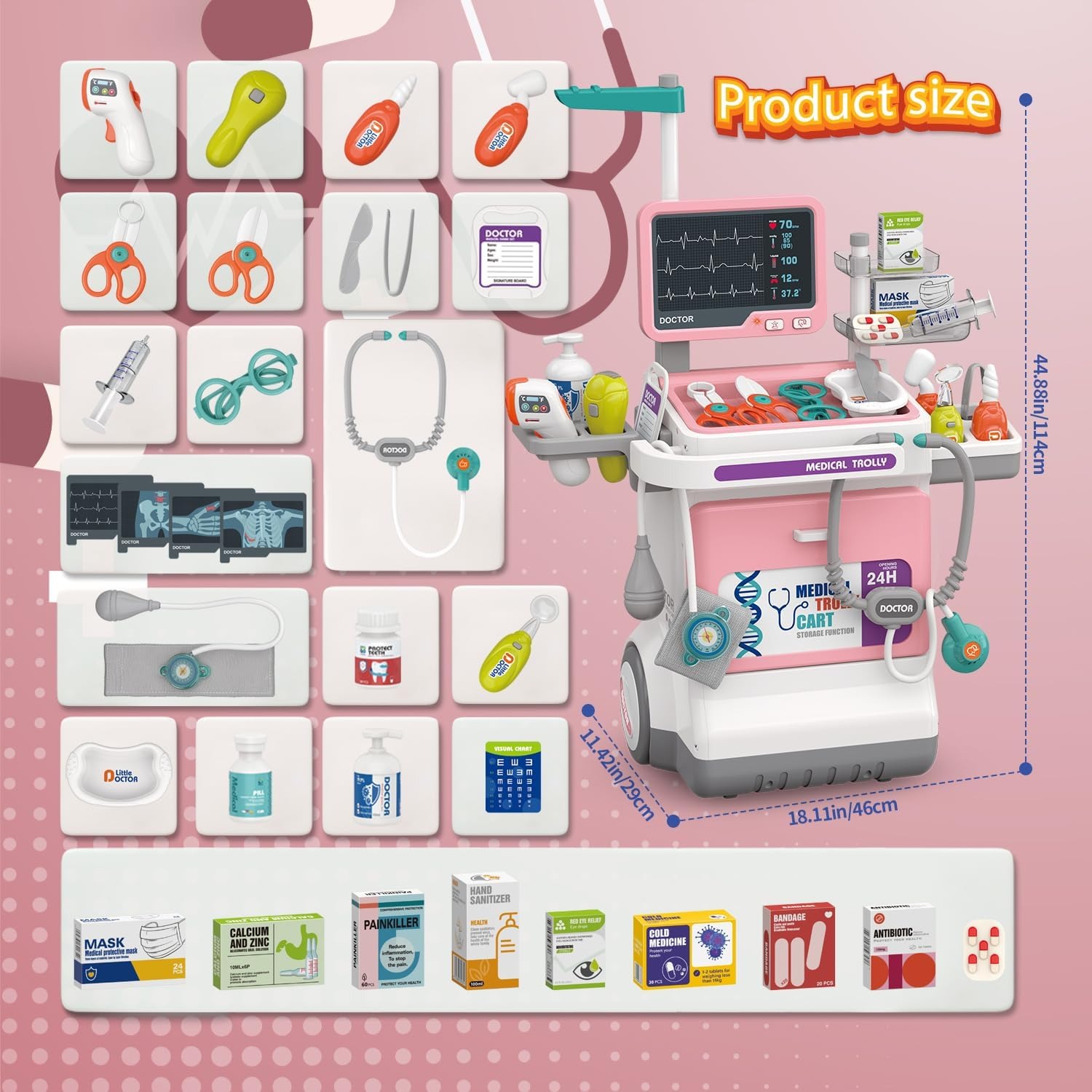 デラックスキッズドクタープレイセットごっこ遊び医療カートトロ - Kids Doctor Education のレビューと価格