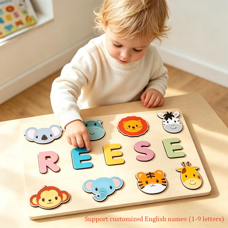 モンテッソーリパーソナライズされた木製パズルカスタム赤ちゃん - Kids Education Name のレビューと価格
