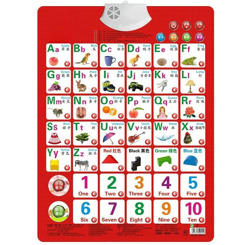 数字を学ぶアルファベットカードブックベビーサウンドウォールチ - Kids Education Charts のレビューと価格