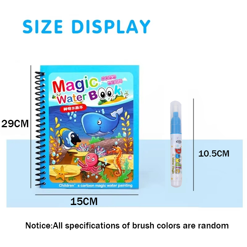 子供用動物漫画塗り絵ブック 再利用可能な水塗り絵ブック ペン - Kids Education Laptop のレビューと価格