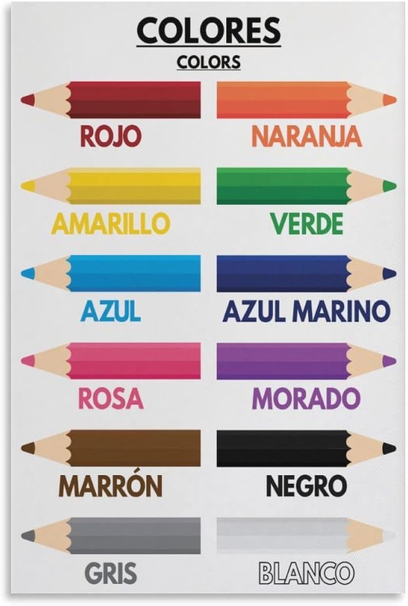1p、子供向け色の名前、スペイン語、色を学ぶ教育用ポスター  - Kids Education Name のレビューと価格