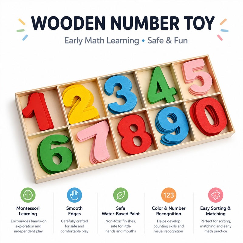 木製数字セット クラフト数字0-9 教育用DIY名前デザイン - Kids Education Name のレビューと価格