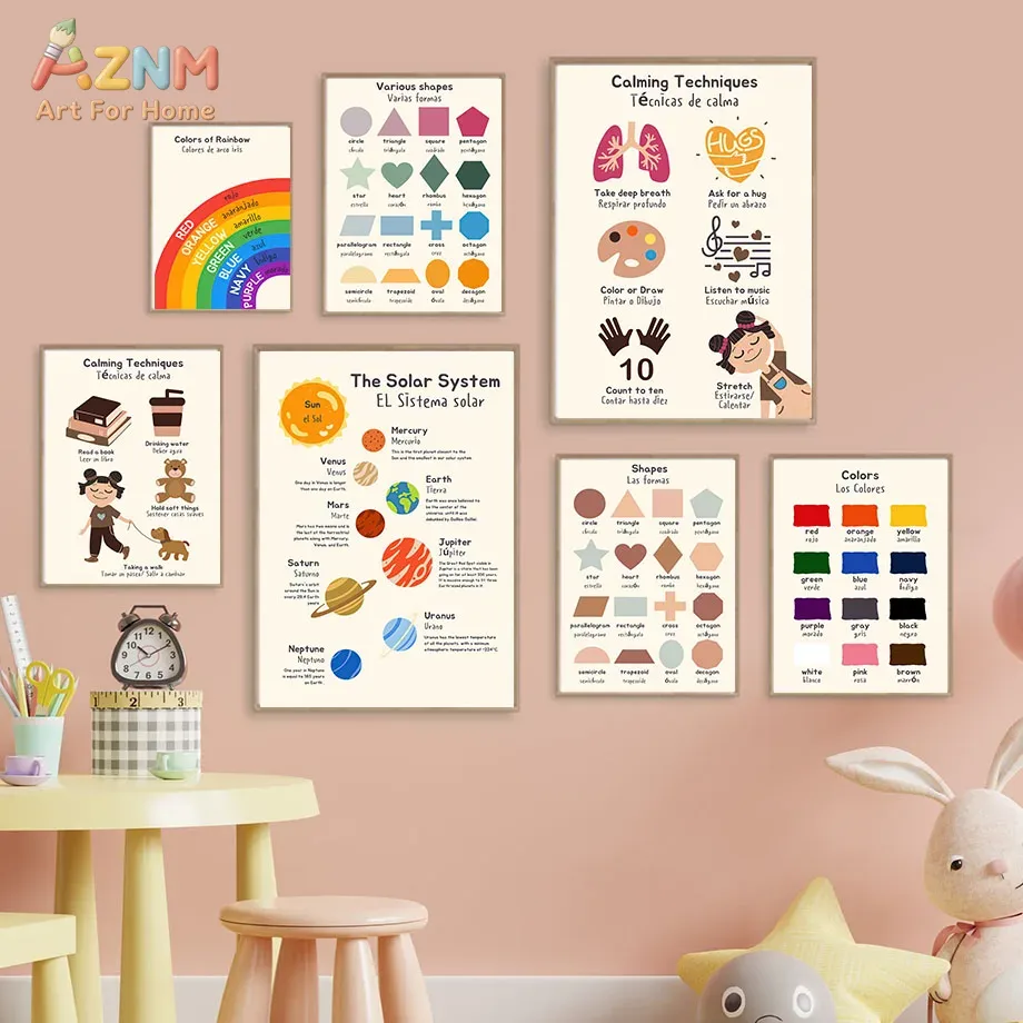 AZNM バイリンガル スペイン語 英語 子供用教育用キャン - Kids Education Charts のレビューと価格