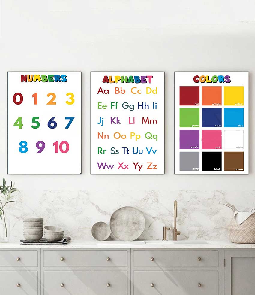 1枚のフレームレス子供用教育教室ポスター、アルファベット数字 - Kids Education Name のレビューと価格